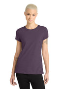 District Womens Perfect Blend CVC Tee - Stylish Casual Short Sleeve T-Shirt, Cotton & Polyester, Heathered Eggplant, S