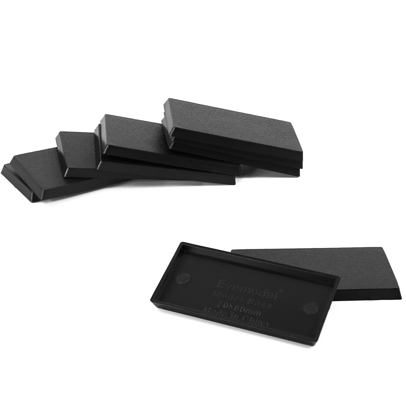 Evemodel Rectangle Model Bases Black Plastic for Wargames Table Top (30 * 60mm-20pcs)