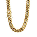 PY BLING Mens Heavy Miami Cuban Link Chain Choker 14k Gold Plated Hip Hop Thick Stainless Steel 8mm-16mm Necklace/Bracelet (8mm,22)