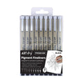 Art Story Pigment Fineliner Pens 9pc Water-Based Black Tip Set 003/005/01/02/03/04/05/08/10 for Drawing Sketching Writing Art Supplies Durable Precision Pack
