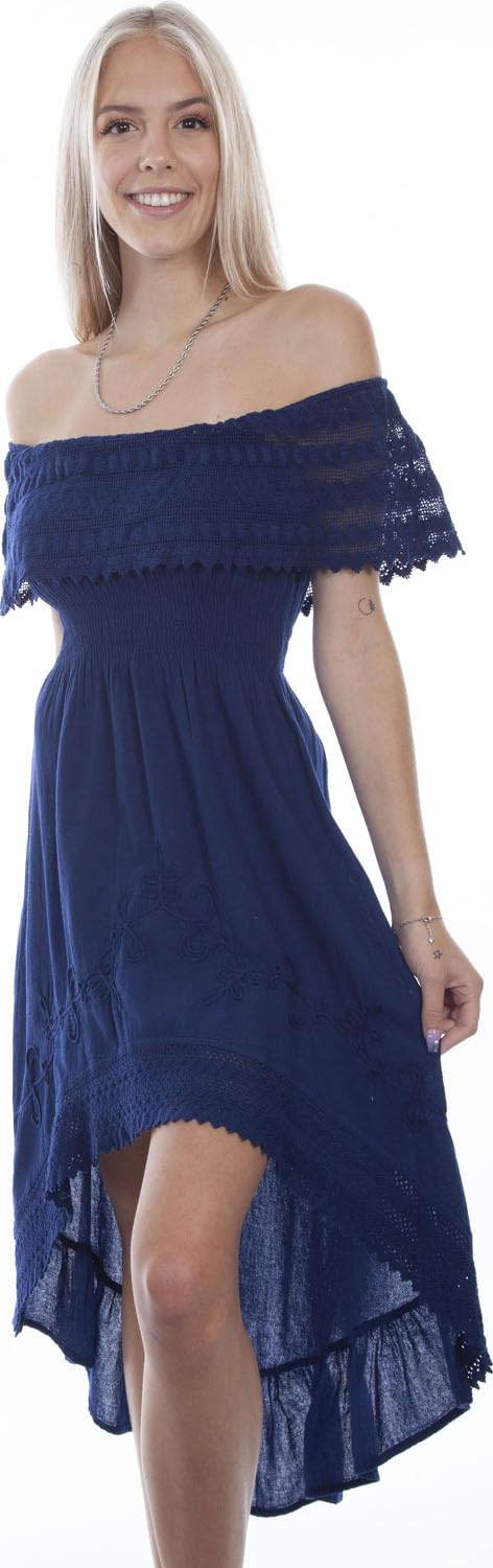 Scully Western Dress Womens Off Shoulder Hi-Lo XL Royal F0_PSL-266 Condition-New