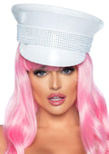 Leg Avenue Womens Rhinestone Trimmed Military Hat, White, O/S Condition-New