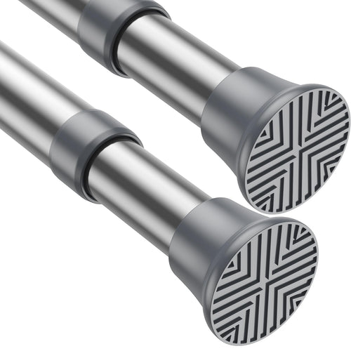2pack Spring Tension Rods 23-48 Inch Adjustable Silver Tension Rod Spring Curtain Rod Extendable Short Curtain Rod Spring Loaded Curtain Rods Tension Rod For Curtains Closet Kitchen