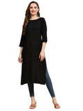 Weavers Villa WomenS Cotton Plain Straight Kurta (Medium) Black