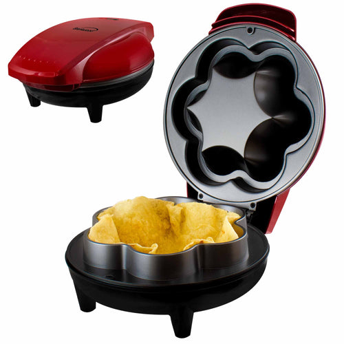 Brentwood TS-257R TS-257R 10-In. 750-Watt Electric Tortilla Taco Bowl Maker for Tostadas, Salads, Appetizers, Dips, and More, Red