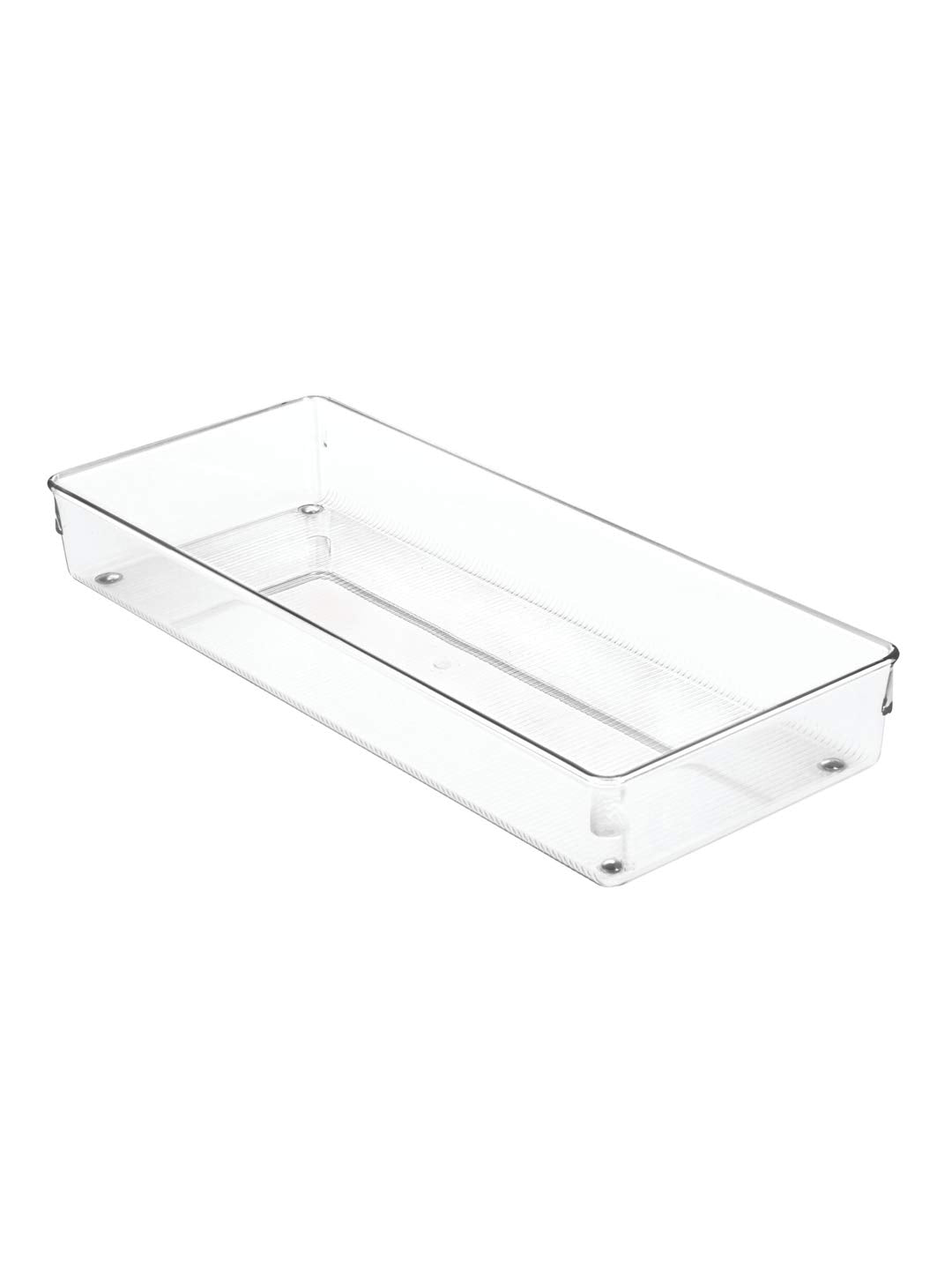 iDesign Linus Plastic Kitchen Drawer Organizer for Silverware, Spatulas, Cutlery, Gadgets, Office Supplies, Cosmetics, 6 x 15 x 2 - Clear