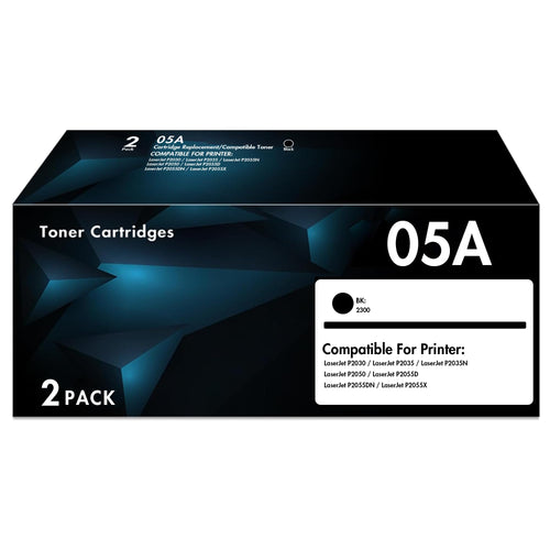 05A CE505A Toner Cartridge - Replacement for HP 05A CE505A Toner Cartridge for HP Laserjet Pro P2035 P2035N P2055DN 2055DN 2035N P2030 P2050 P2055D P2055X 2055D 2055X Printer (Black  2-Pack)