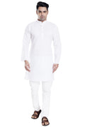 Divisive MenS Plain Cotton Blend Linen Slim Fit Kurta Pyjama Set (Dkrt70_M_White)