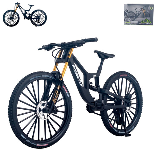 1:8 Scale Mountain Bike Toy DS Die-Cast Mini Finger Bicycle Model Desktop Decoration Scale Men Toy DH Alloy Bike Action Figurine Toy for Cake Topper Crafts (Black)