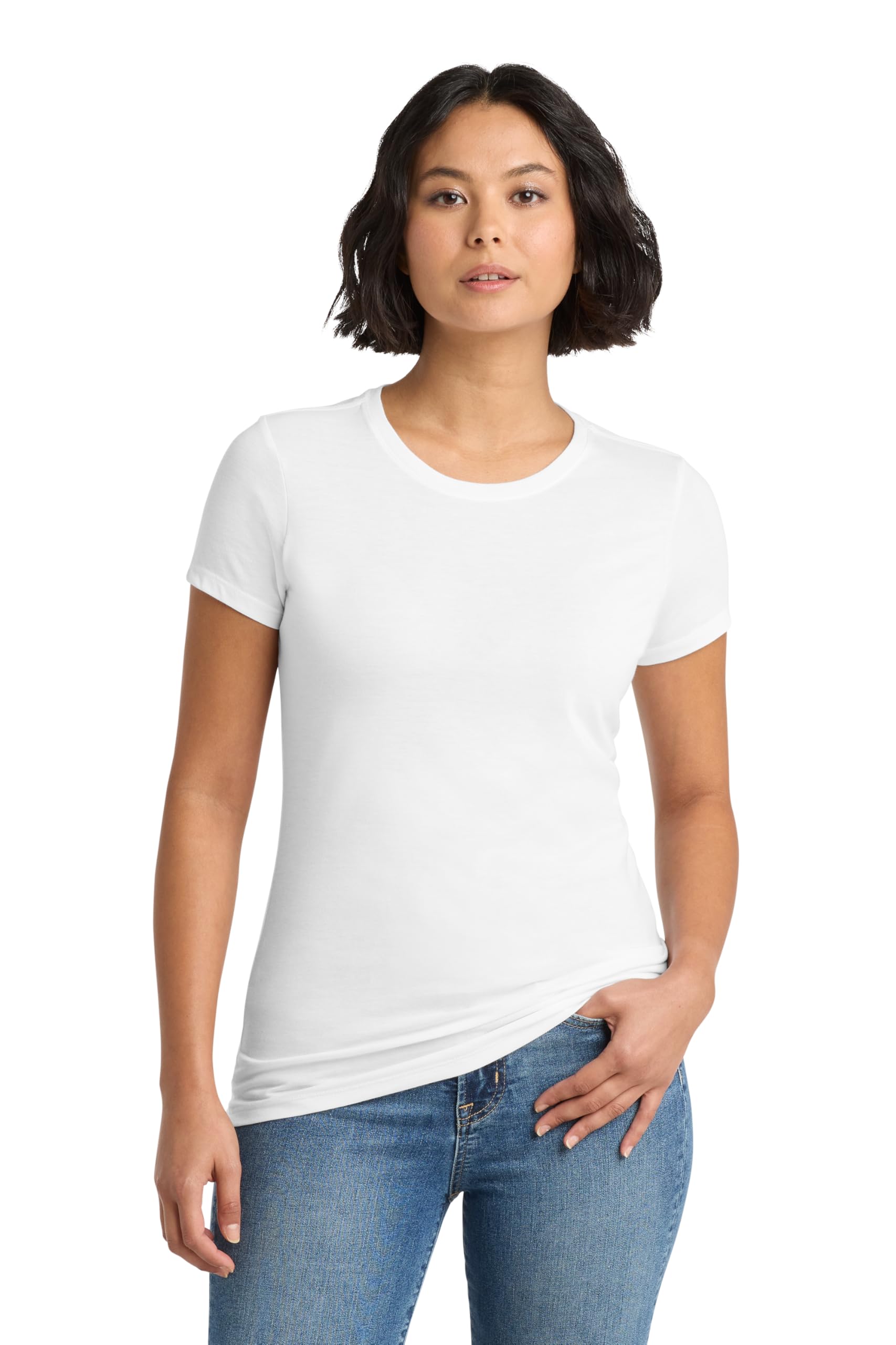 District Womens Perfect Tri Tee - Stylish Casual Short Sleeve T-Shirt, Soft Tri-Blend Fabric, White, XXL