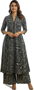 ???? Womens Cotton Kurti A-Line Black, Black, XL