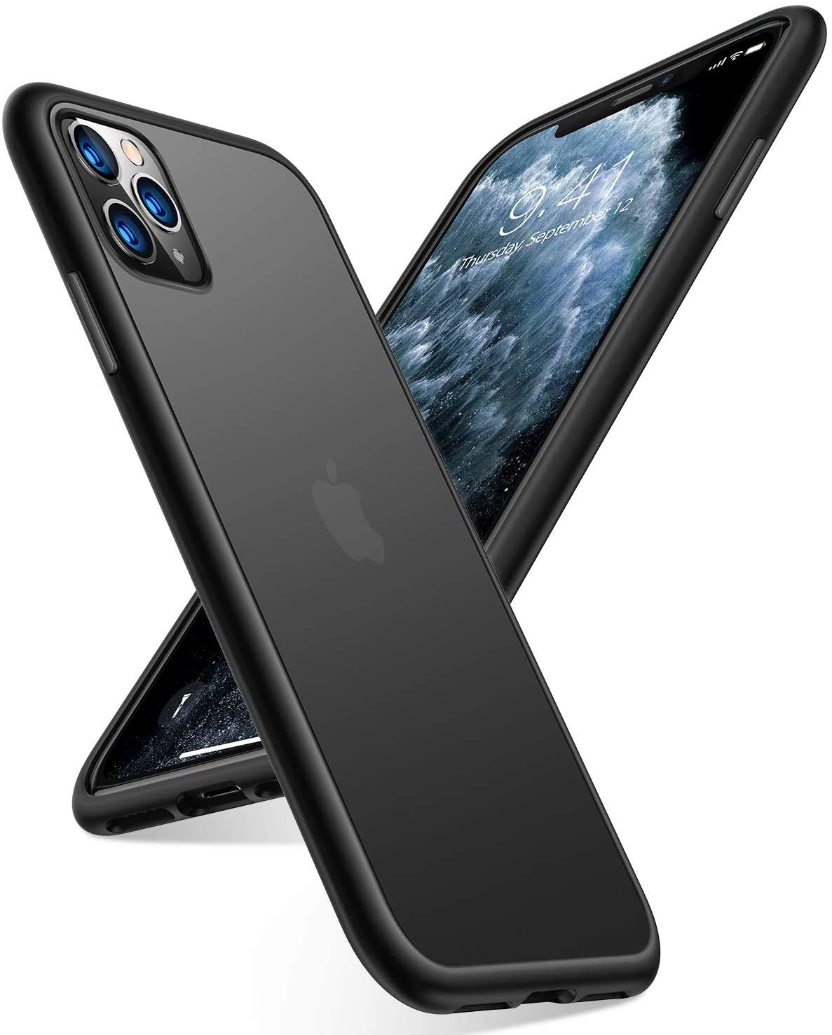TORRAS Shockproof Compatible with iPhone 11 Pro Case, [Military Grade Drop Tested] Translucent Hard Matte Case with Soft TPU Bumper Slim Phone Case Designed for iPhone 11 Pro, Matte Black Condition-New