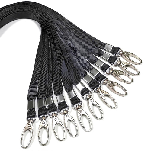 10 Pcs Lanyards Black Lanyard for Id Badges Nylon Lanyard Bulk Clip Swivel Hook for Office Id Badges Key Chains (Black)