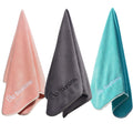 Wuwahold Microfiber Gym Towels Bigger Size Super Soft for Exercise Fitness  Sports  Workout  380-GSM 15-Inch x 31-Inch Quick-Drying Towels (Teal-Pink-Grey  3 Pack)