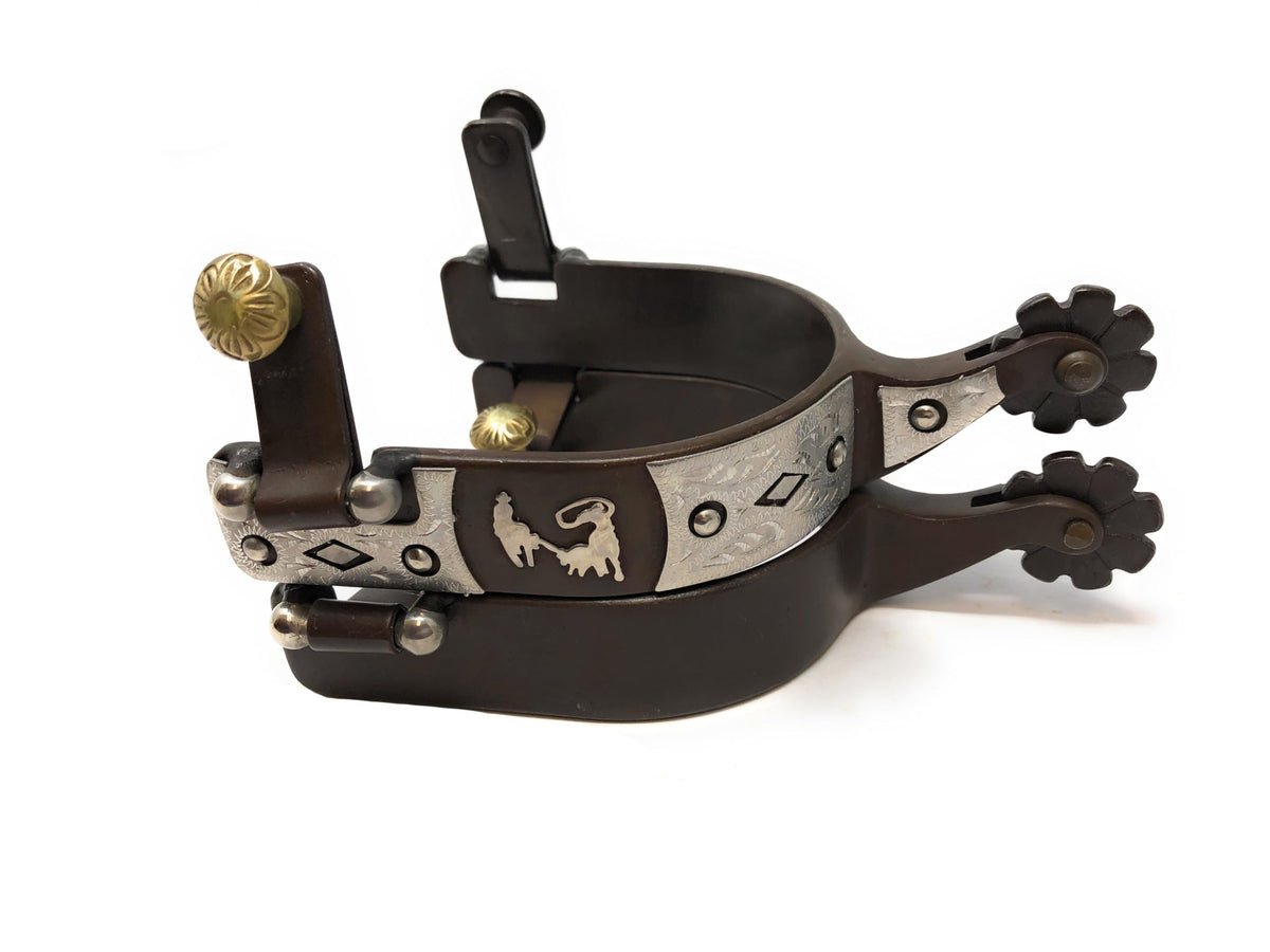 AJ Tack Mens Brown Antique Team Roping Offset Spurs