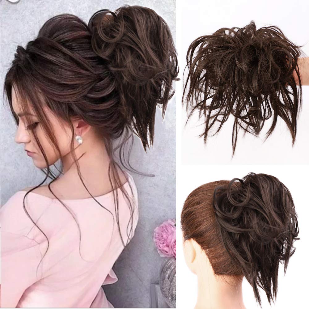 Lativ Messy Bun Hair Piece Wavy Scrunchies Synthetic Chignon Thick Updo