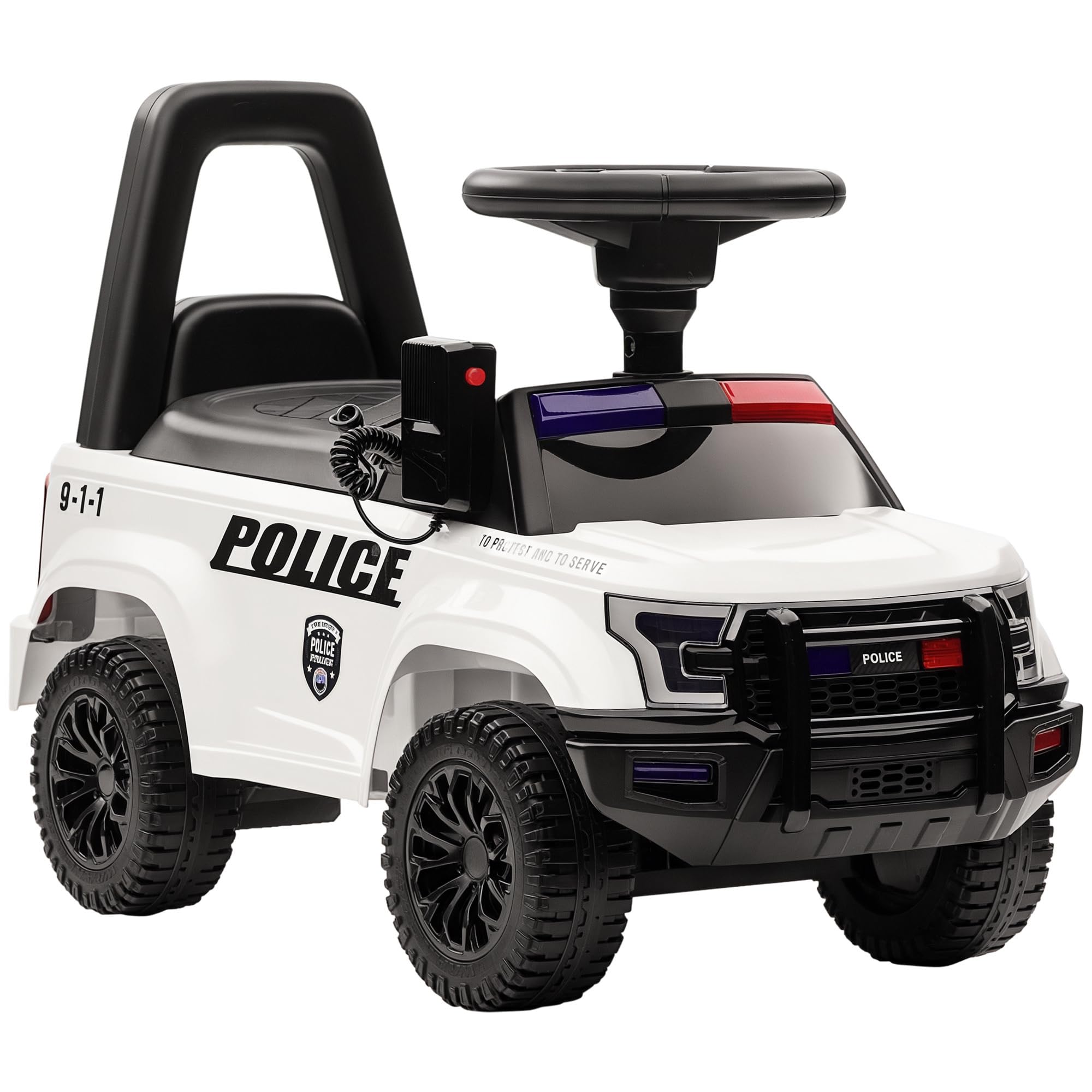 Aosom Kids Push Ride On Car with Working PA System and Horn 18M-5Y White