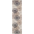 8 Tan Gray and Black Floral Medallion Stain Resistant Runner Rug | Floor Mat for Home D?or | Bedroom & Living Room Area Rug-Like New Condition-Like New