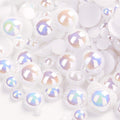 Dowarm 1000 Pieces Round Flatback Half Pearls, 4mm 6mm 8mm 10mm 12mm 14mm Half Pearls Beads for Crafts Jewelry, Loose Beads Gem (White AB) Condition-New