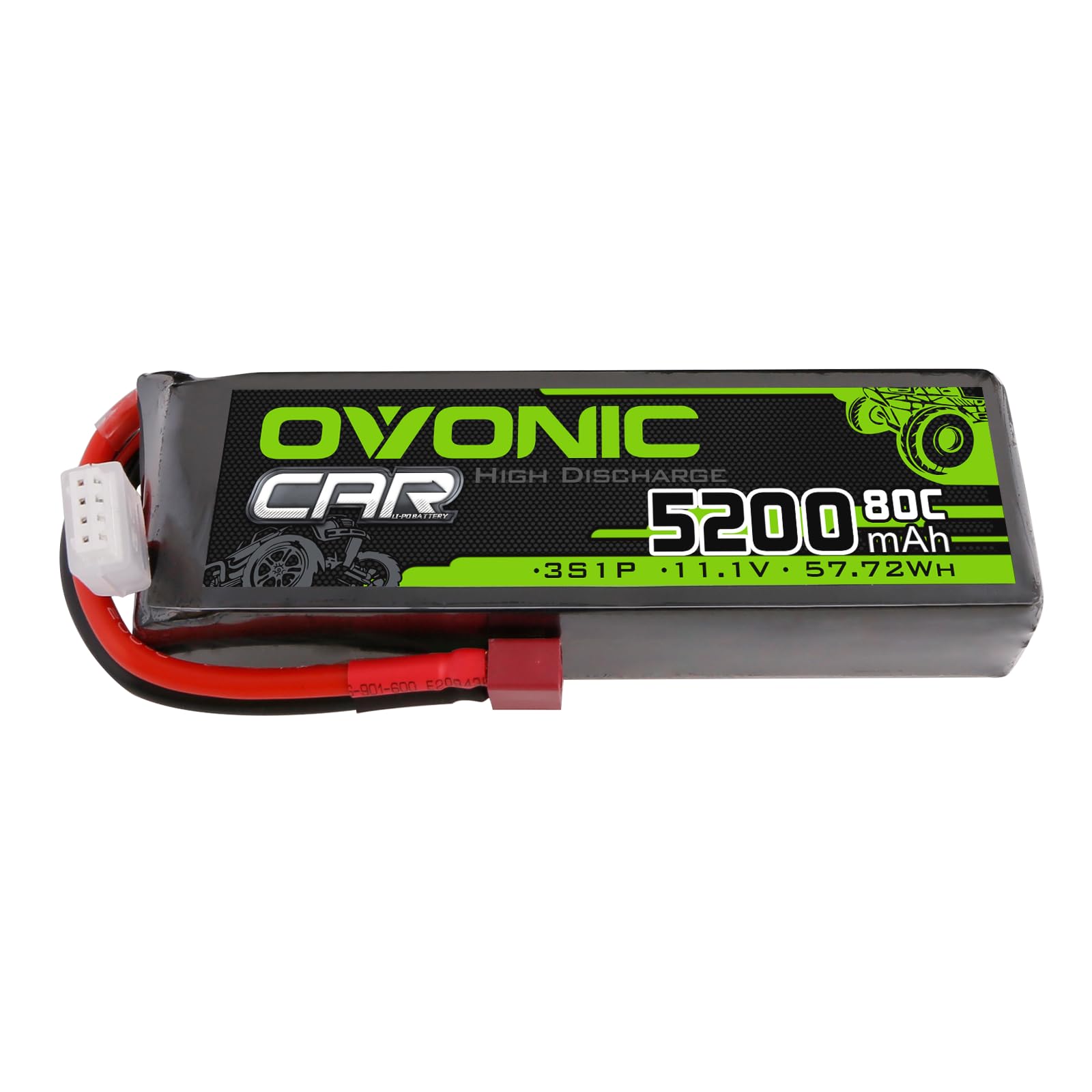 OVONIC 3S Lipo Battery 5200mAh 11.1V 80C RC Battery with Dean-Style T Connector for RC Car Boat Truck Helicopter Airplane Racing Models