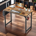 GlasFlength Computer Desk with Storage Bag and Headphone Hook, 31 in Small Home Office Writing Study Desk Modern Simple Style PC Table for Youth Student Adult, 30 Inches Rustic Condition-New