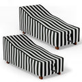 Hptmus 2Pcs Outdoor Chaise Lounge Covers - Patio Chaise Lounge Covers Waterproof Heavy Duty Outdoor Lounge Chair Covers Patio Furniture Covers, 84Inch L x 32Inch W x 32Inch H/Black&White Stripe Condition-New