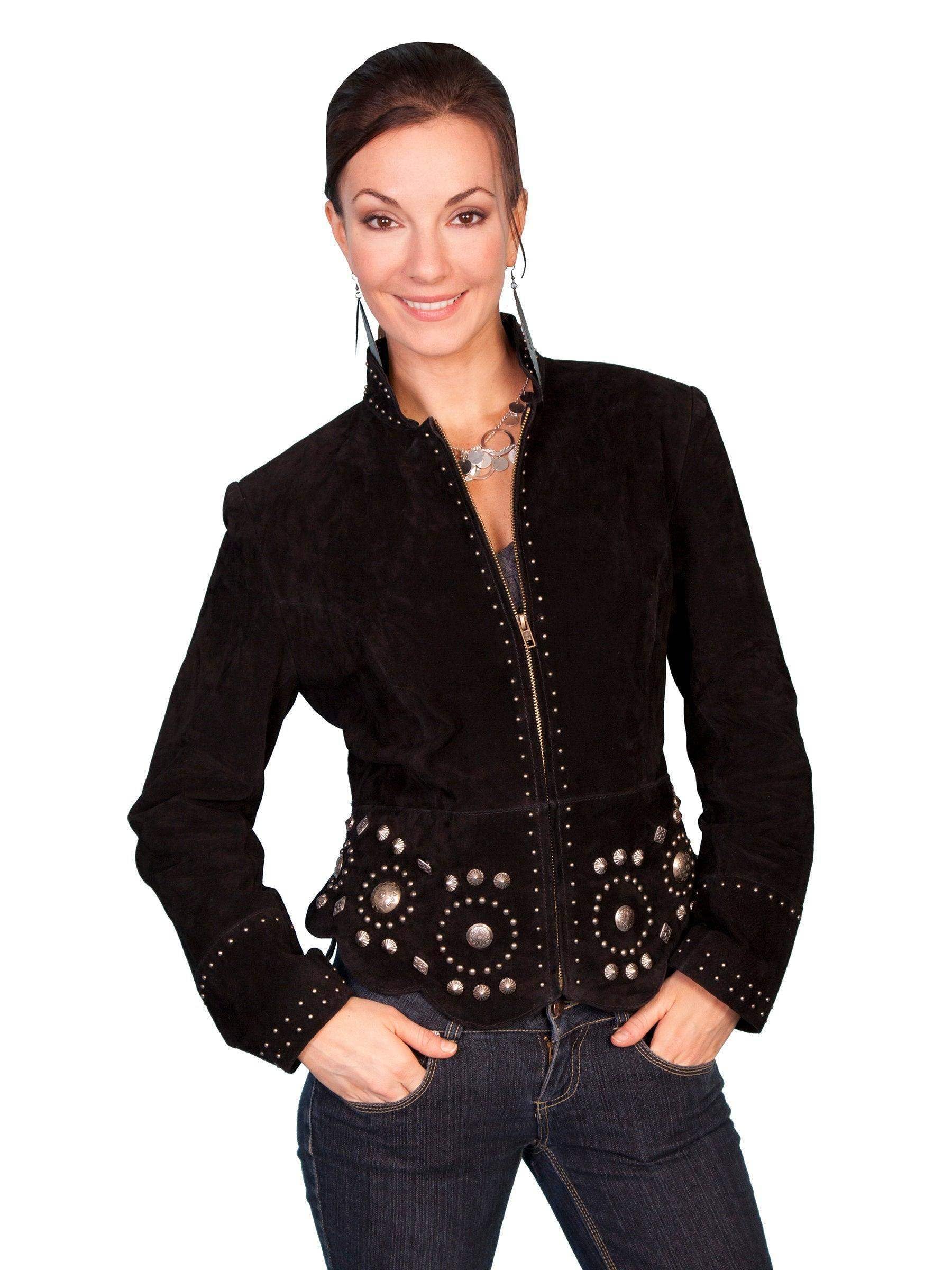 Scully Womens Loretta Studs and Concho Jacket, Black, SM