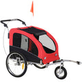 Aosom Dog Bike Trailer 2-in-1 Pet Stroller with Canopy and Storage Pockets, Red-Like New Condition-Like New