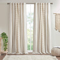 INK+IVY 100% Cotton Boho Window Curtain, Single Panel, 50x84 Ivory