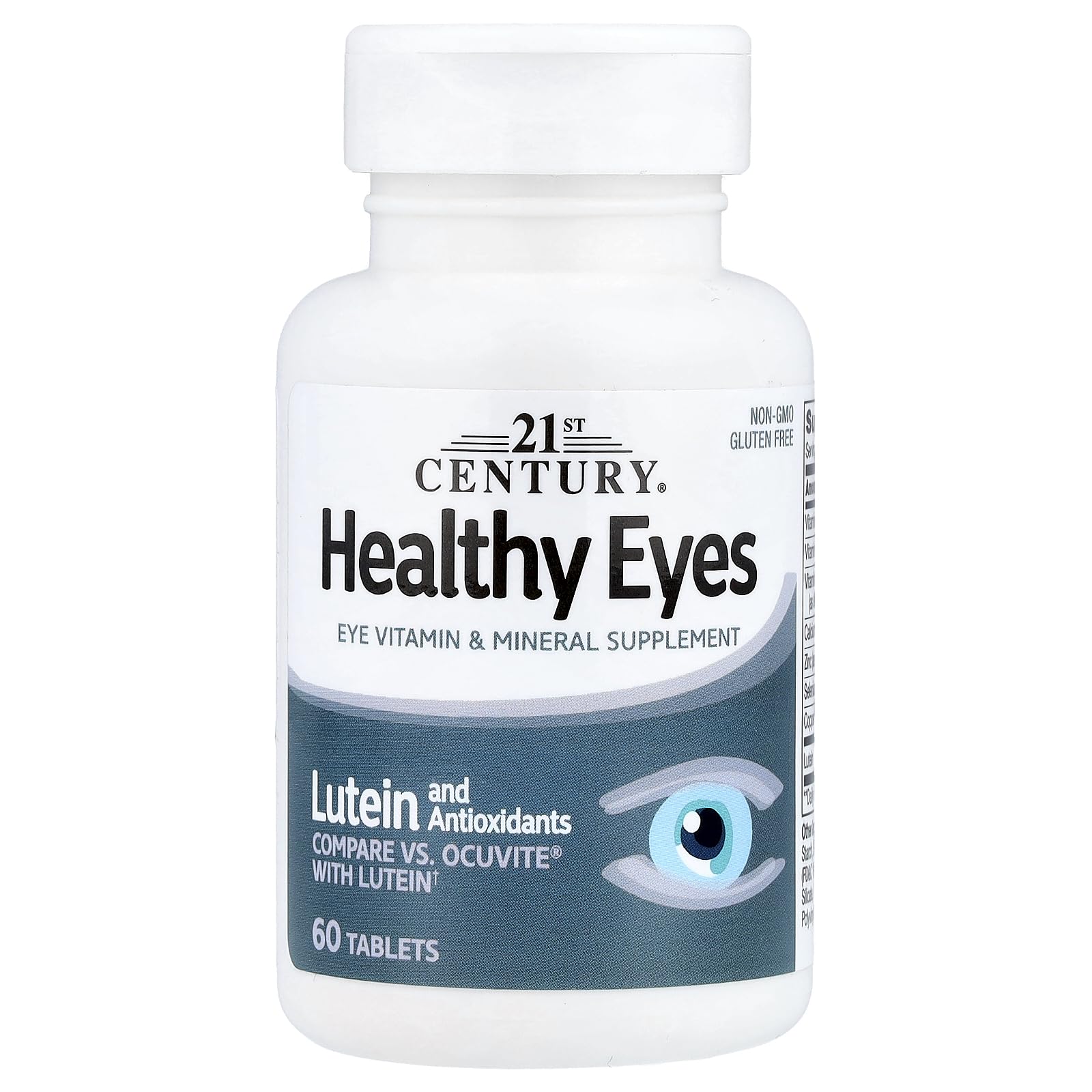 21st Century Healthy Eyes with Lutein Tablets, (60 Count), Eye Vitamins & Mineral Supplement with Antioxidants for Vision Support, Eye Health Supplements for Adults & Seniors, Non GMO & Gluten Free Condition-New