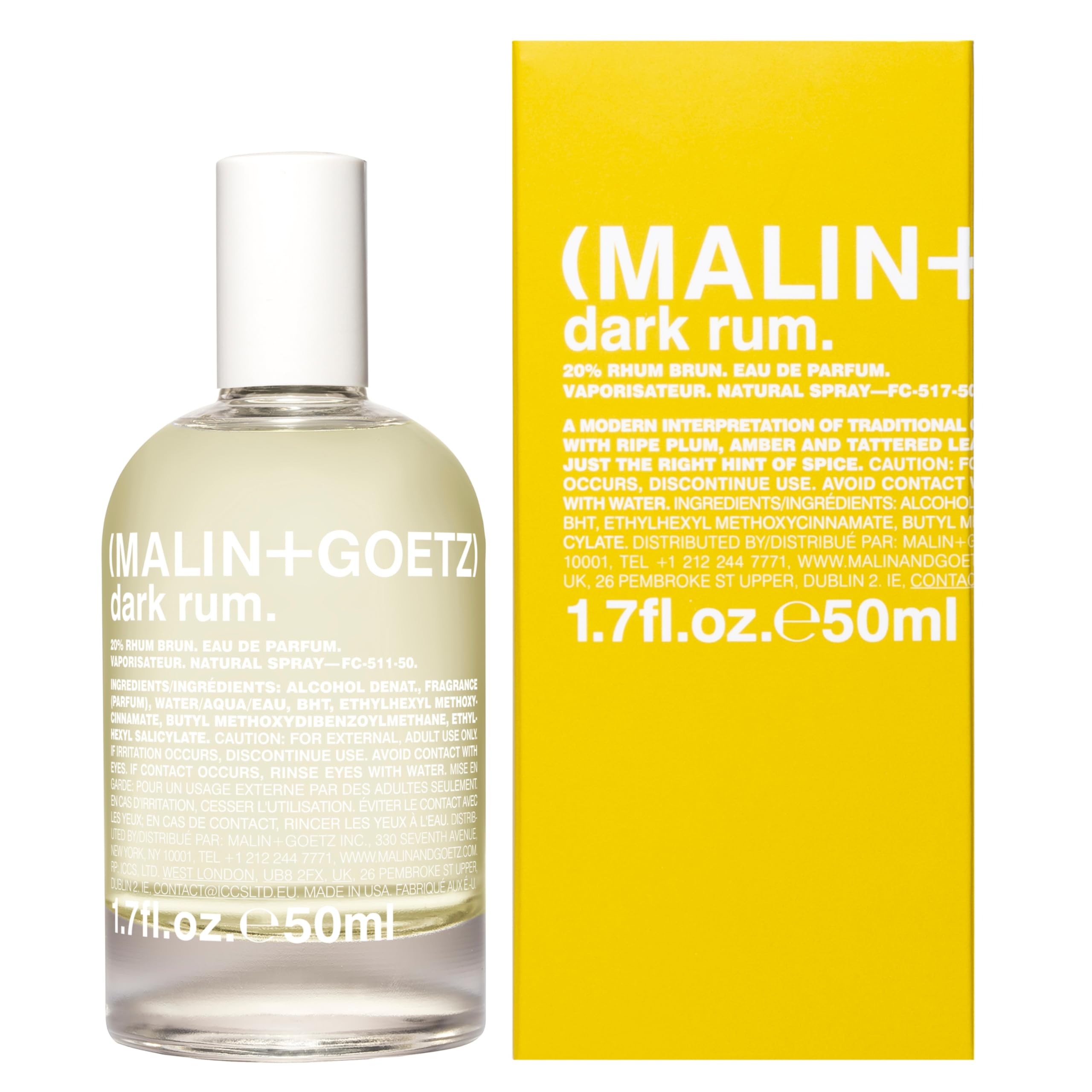 MALIN+GOETZ Dark Rum Eau de Parfum, Spicy Amber, Unisex, 1.7 fl oz