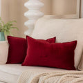 JUSPURBET Red Wine Lumbar Velvet Throw Pillow Covers 14x24 inch Set of 2 for Home Decor Living Room Bedroom Couch Decorative Broadside Soft Cushion Case with Invisible Zipper