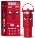 Hydrapeak NBA Officially Licensed Chicago Bulls Nomad 32oz Insulated Stainless Steel Leakproof Water Bottle with Flexible Grip Handle & Straw Lid, Limited Edition Collector Gift Box