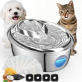 ORSDA Stainless Steel Cat Water Fountain, 100oz/3L Automatic Pet Drinking Fountain, Dog Water Dispenser Bowl with LED Window for Cats and Small & Medium Dogs- 8 Filters +4 Pump Sponges( D66