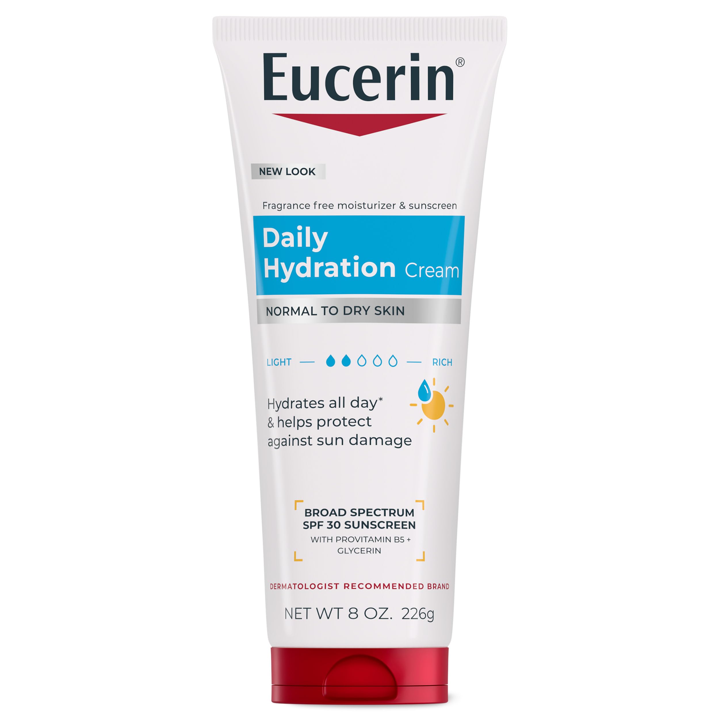 Eucerin Daily Hydration Cream, Broad Spectrum SPF 30, 8 OZ