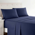 Clara Clark Bed Sheets, Premier 1800 Series 4 Piece Bed Sheet Set, Deep Pocket, Wrinkle, Fade, Stain Resistant, Luxury Soft Bedding Sheets & Pillowcases, Split King, Navy Blue Condition-New