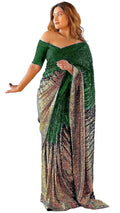 Florely WomenS Georgette Sequence Saree For Women With Blouse Piece (Green)