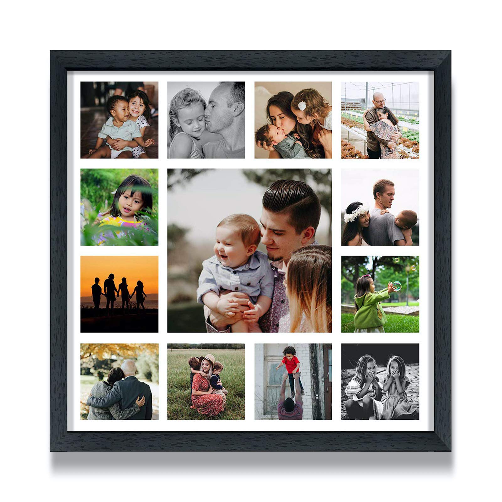 WhatsYourPrint Personalised Photo Collage Frames (Size 13x13 Inches, 13 Photos Black Frame) Condition-New