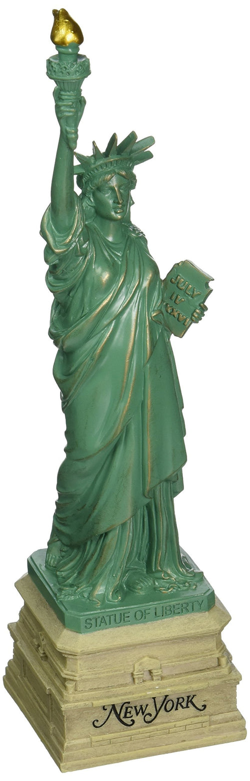 10 Inch Statue of Liberty Statue  Green with Brown New York Base Statues