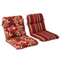 Pillow Perfect Reversible Floral Stripe Indoor/Outdoor 1 Piece Split Back Round Corner Chair Seat Cushion with Ties, Deep Seat, Weather, and Fade Resistant, 40.5Inch x 21Inch, Brown/Red Monserrat, 1 Count Condition-Used