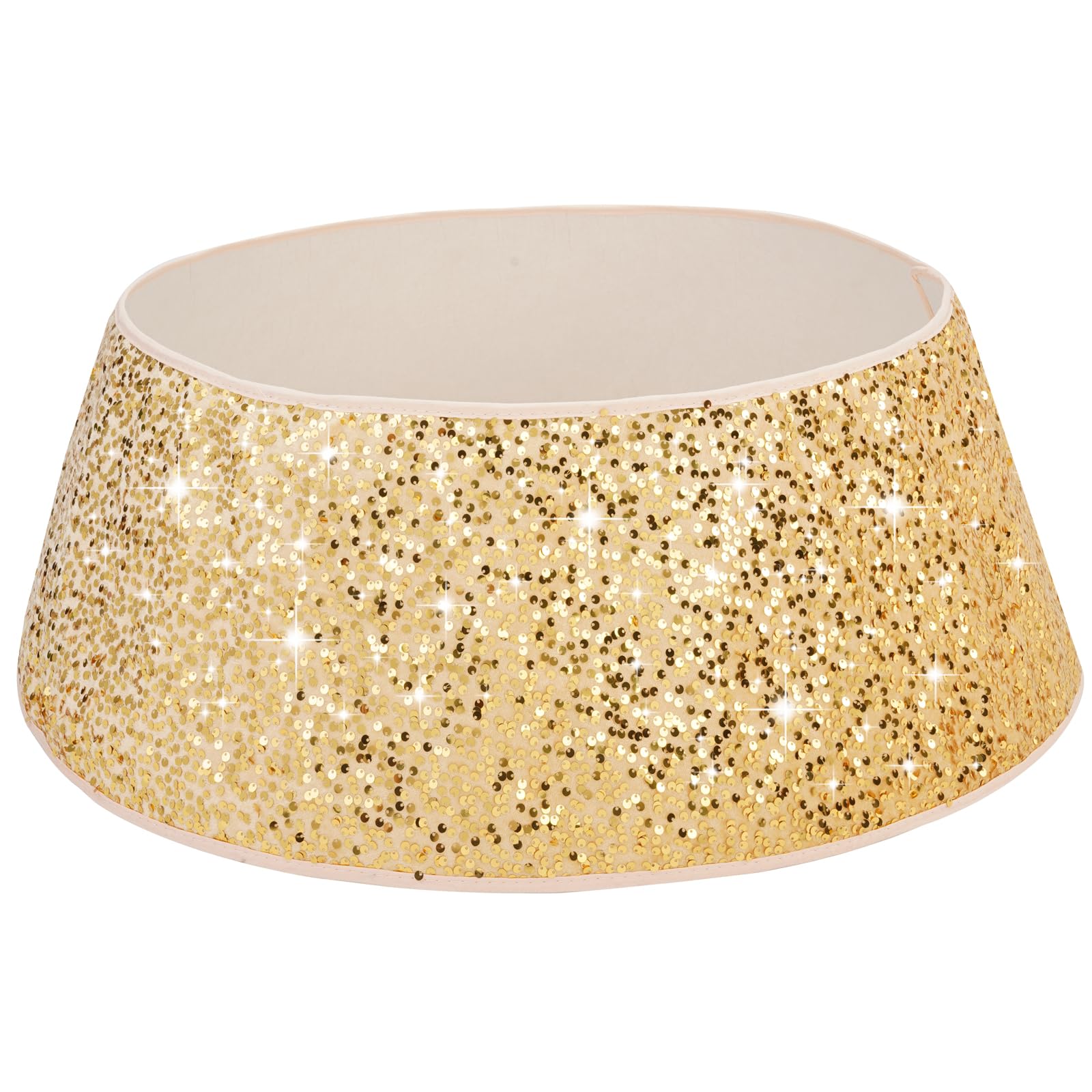 TomteNisse Christmas Tree Collar 31.5 Inch Sequin Christmas Tree Base Covers Foldable Round Xmas Tree Ring for Artificial Trees  Gold Christmas Tree Basket for Holiday Decorations Home Decor