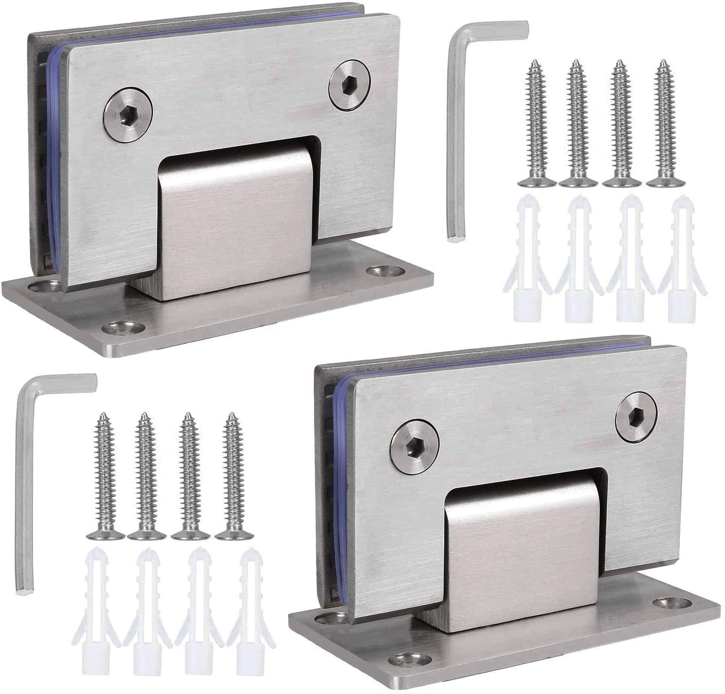 2PACK 90 Degree Shower Door Hinges  Heavy Duty Frameless Glass Door Hinges Stainless Steel Bathroom Gate Clamp for 8-12 mm Toughened Glass  Rust & Corrosion Resistance