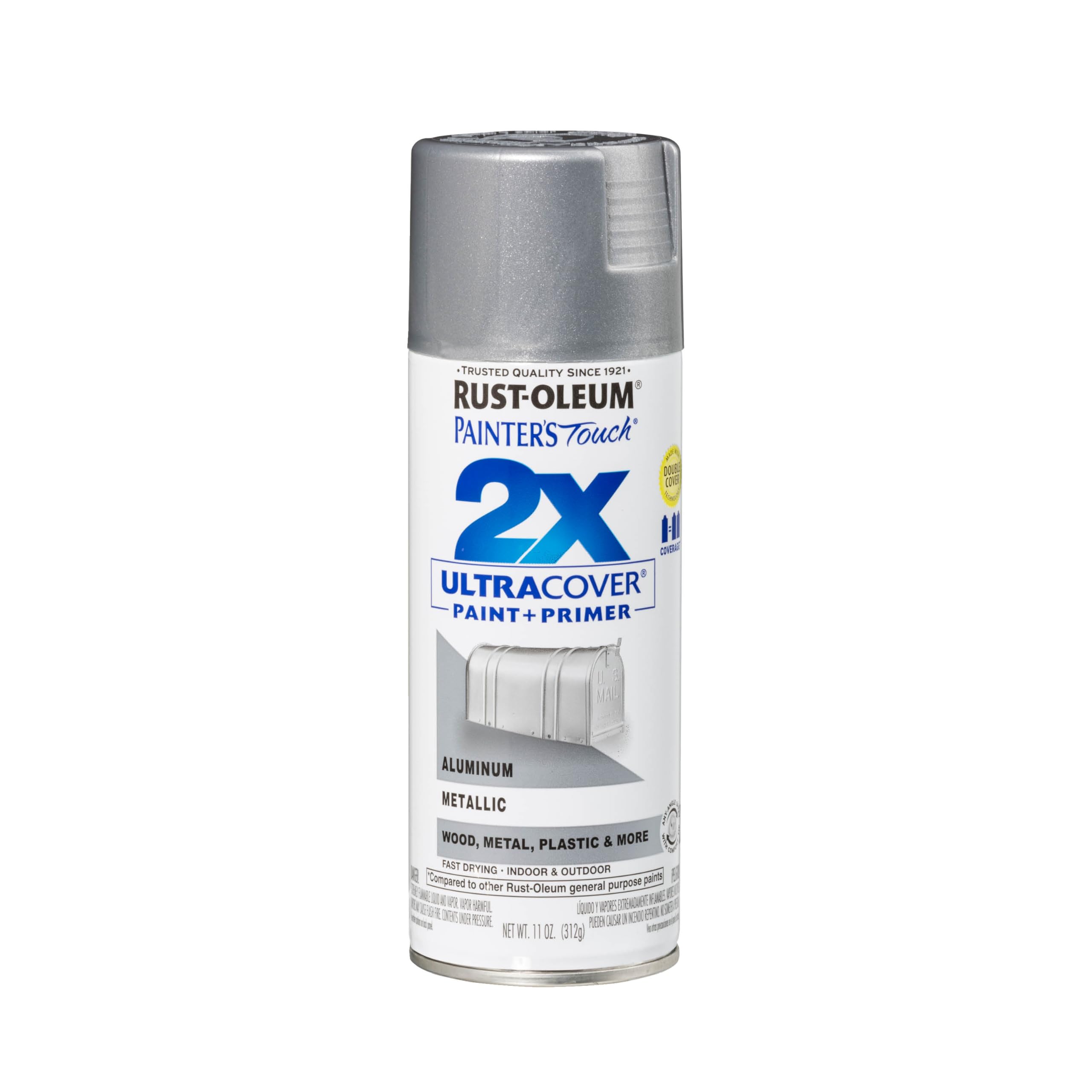 Rust-Oleum Painters Touch 2X Ultra Cover Spray Paint, Metallic Aluminum