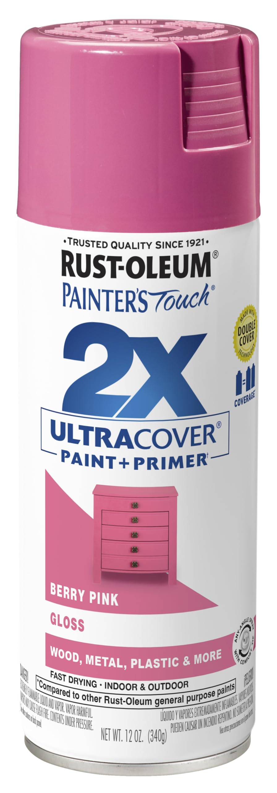 Rust-Oleum Painters Touch 2X Ultra Cover Spray Paint, Gloss Berry Pink