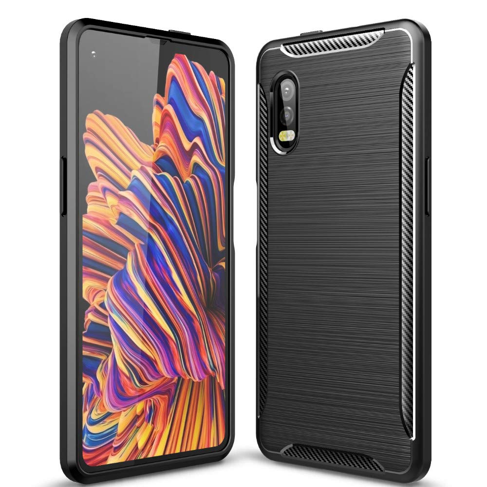 Ryphez for Samsung Galaxy Xcover Pro case  Galaxy Xcover Pro Phone Case Anti-Fingerprint Shockproof Carbon Fiber Design Flexible Soft TPU Brushed Texture Protective Case for Galaxy Xcover Pro (Black)