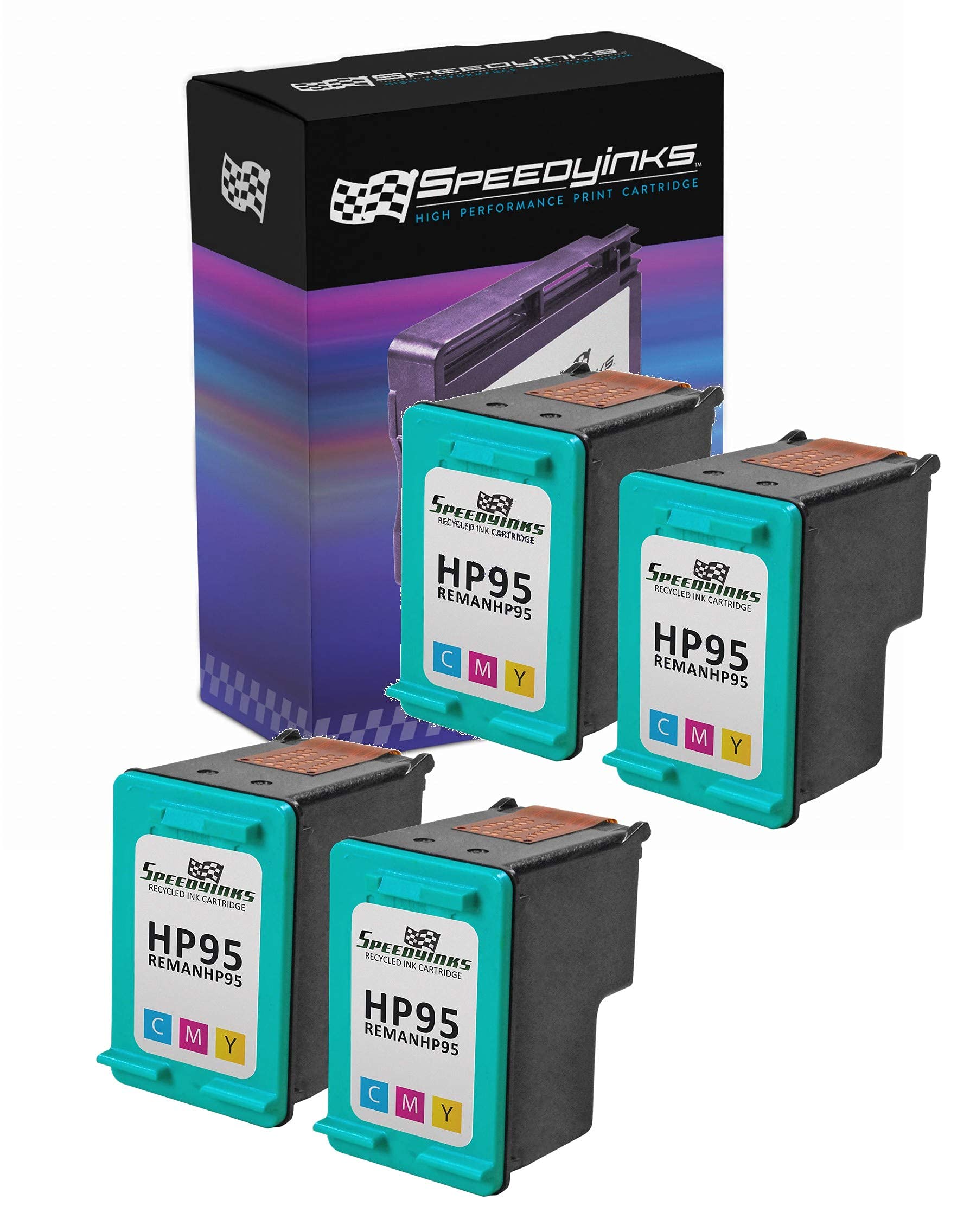 SPEEDYINKS Remanufactured Ink Cartridge Replacement for HP 95 (Tri-Color, 4-Pack) Compatible with HP PSC 1610 PSC 1610xi PSC 2355 PhotoSmart 2610xi Condition-New