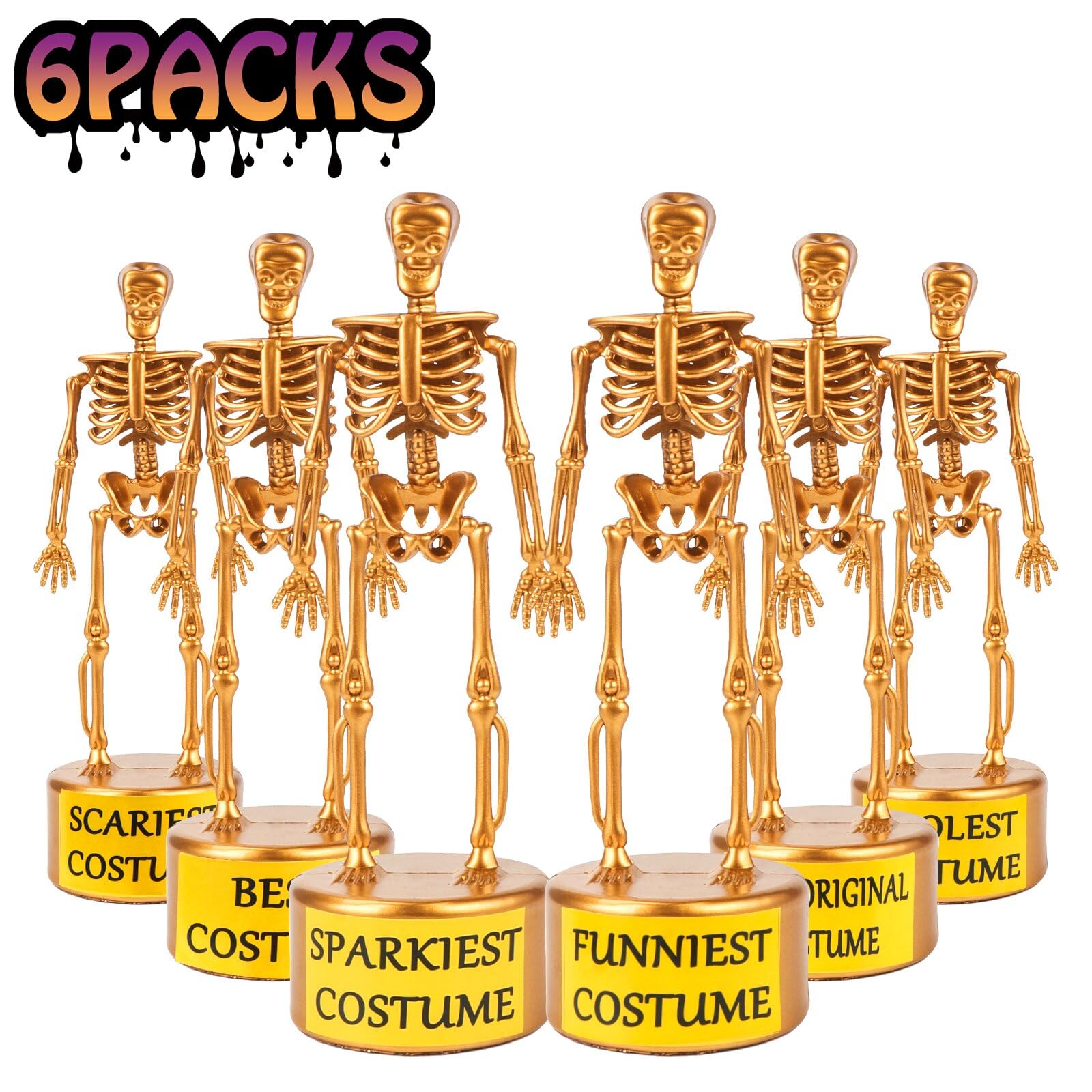 HEMEIYU 6 Packs Halloween Best Costume Skeleton Trophy ,Halloween Skull Party Favor Prizes