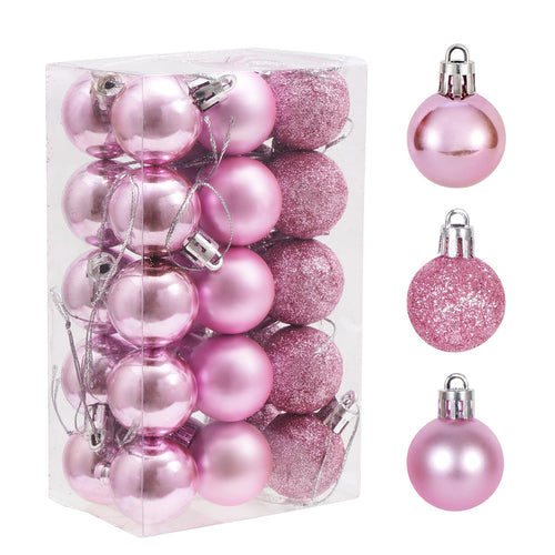 30ct Christmas Ball Ornaments  1.18 Shatterproof Tree Decorations  Perfect Hanging Ball for Indoor/Outdoor Holiday Party Decor (Pink)