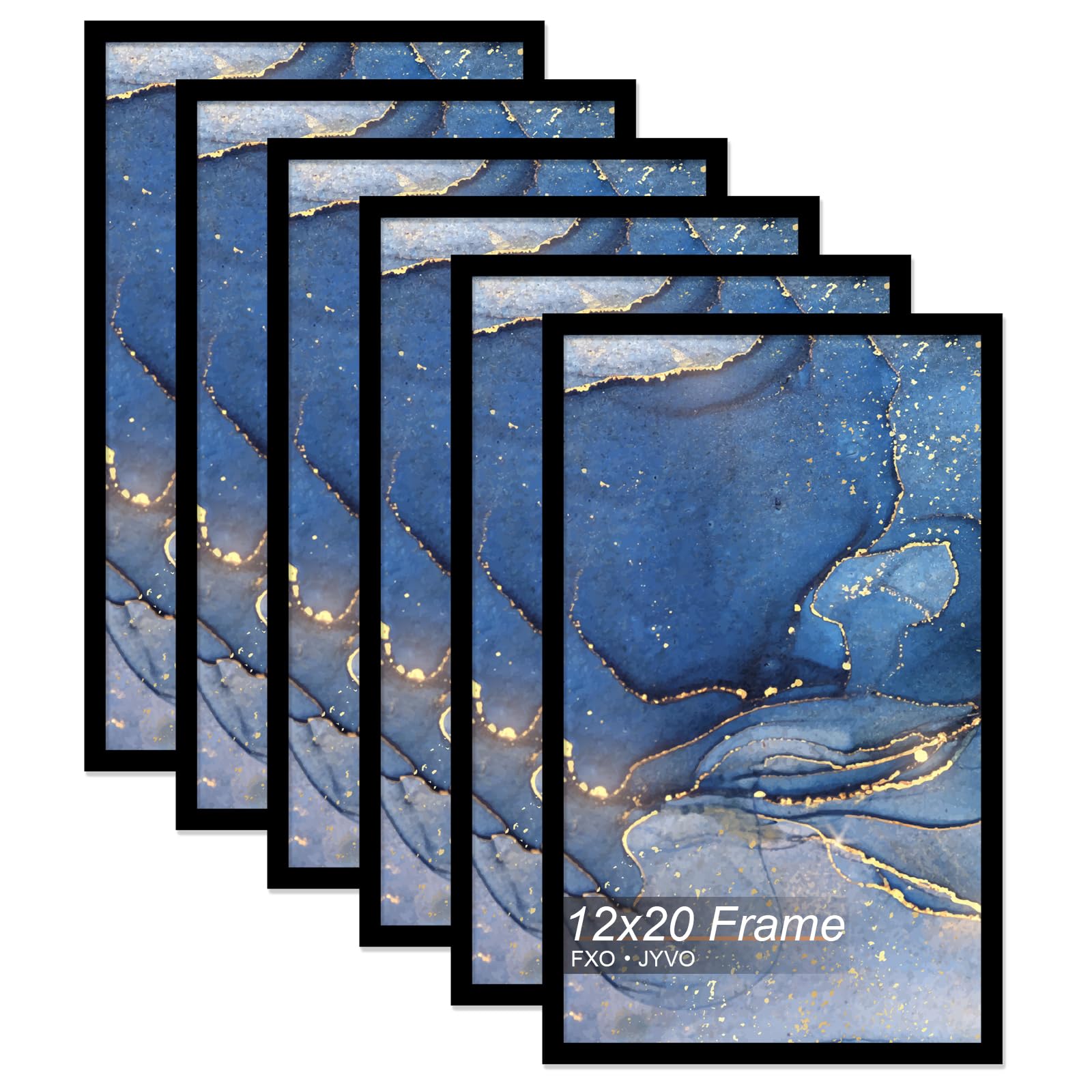 Fxojyvo 12x20 Picture Frame Set of 6  Black Frame for 12 x 20 Inch Picture Poster Photo  Light Weight and High Transparent 12 by 20 Frame for Wall - 6 Pack/Black/12 x20
