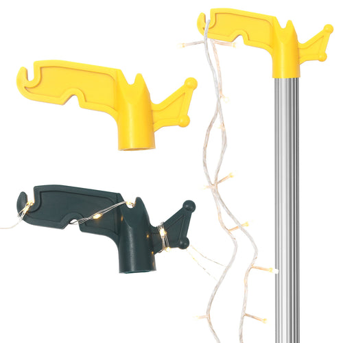 (2-Pack) Multi-Purpose Plastic Utility Hook Attachment for Poles- Screw-On Hook 3/4 Inner Diameter Fits Threaded Poles Extension Poles & Broom Handles  Bird Feeder Pole Hanger Tool